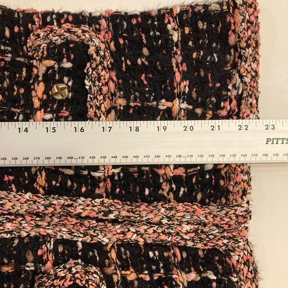 SIONI Cardigan M Wool-Blend Tweed Boucle Knit Gold Button Flap Pockets Long-Slv - Picture 10 of 11